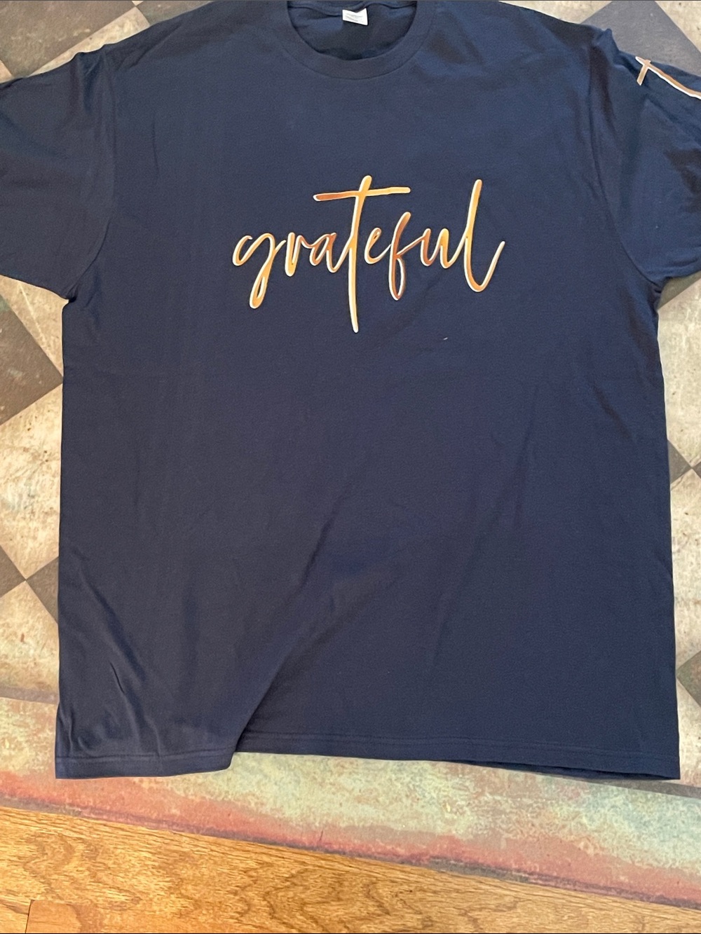 Navy 'Grateful' Short Sleeve Tee XL